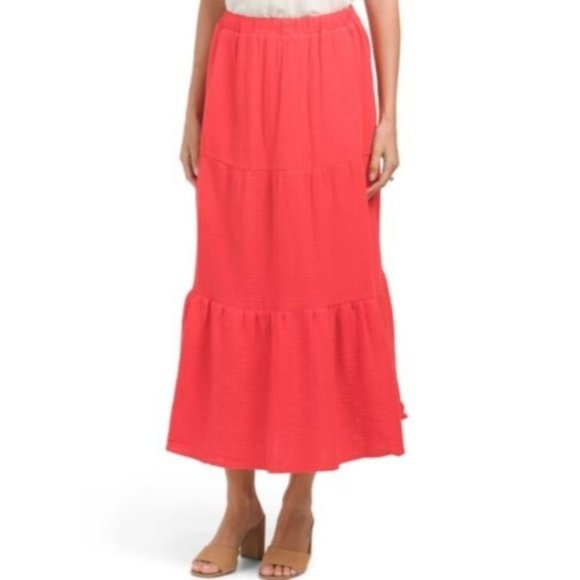 Rachel Zoe Dresses & Skirts - RACHEL ZOE CORAL PINK COTTON TIERED MAXI SKIRT